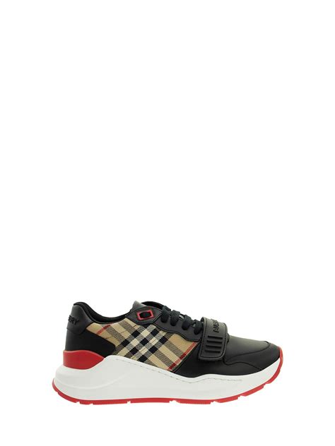 burberry check detail leather sneakers white|burberry vintage check print.